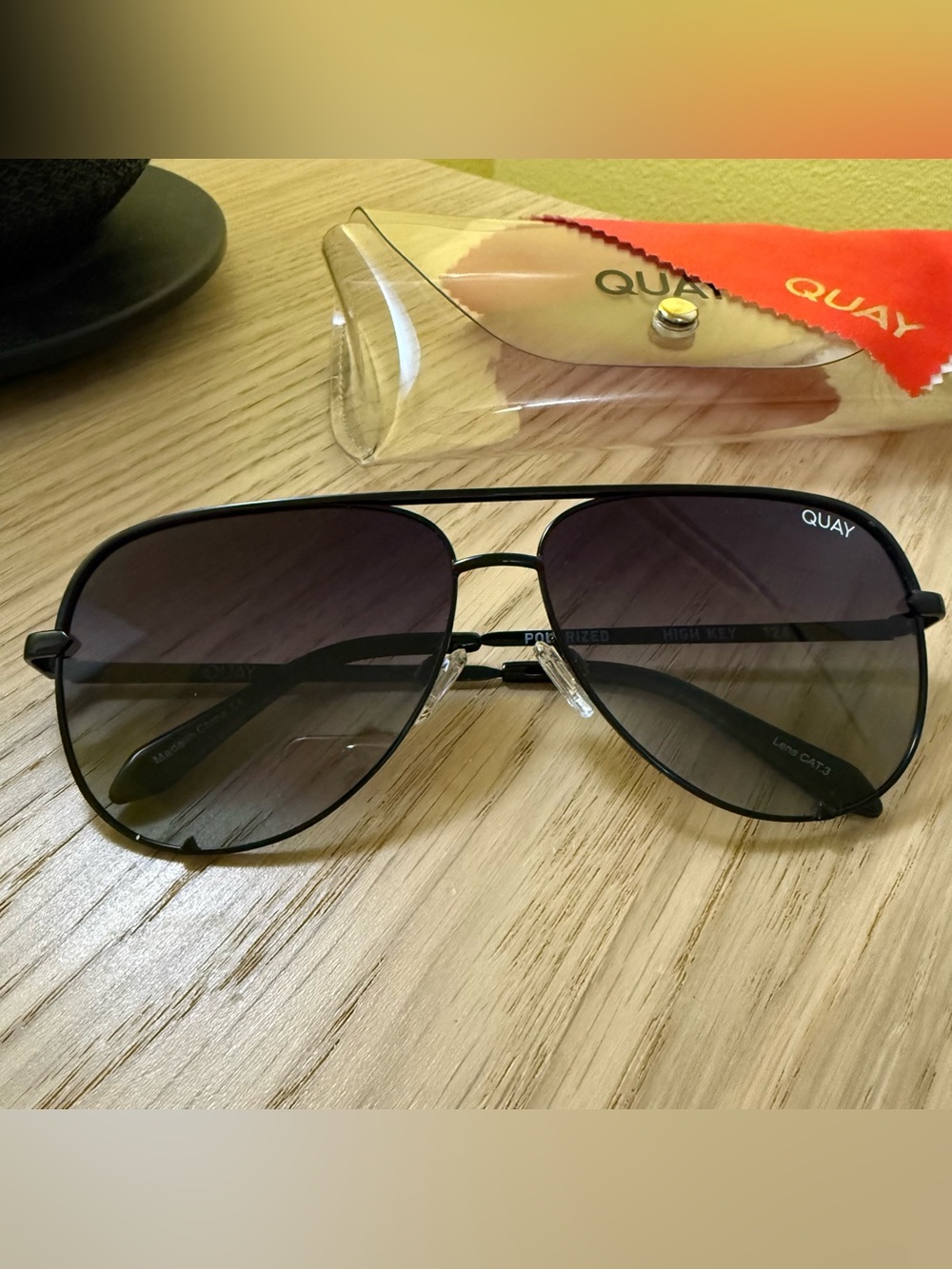 Quay Australia High Key Polarized Aviator Sunglasses with Gradient Lenses